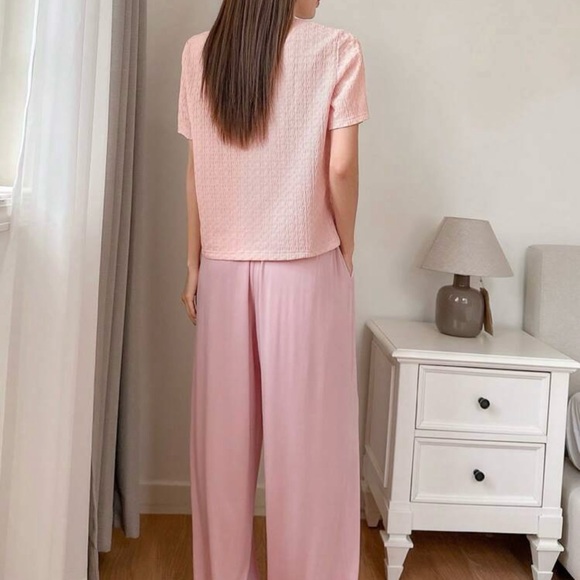 Leisure Jacquard Top & Wide Leg Pants Home Wear Set - Picture 3 of 3